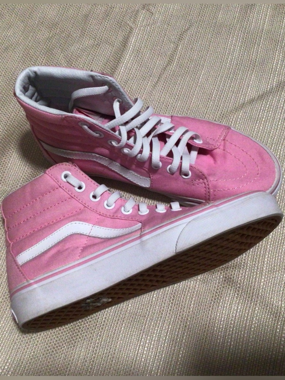 Vans Pink High-Top Canvas Women's Sneakers with White Side Stripe